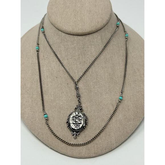 Vintage ART Double Strand Necklace with Locket Pendant - Picture 2 of 11
